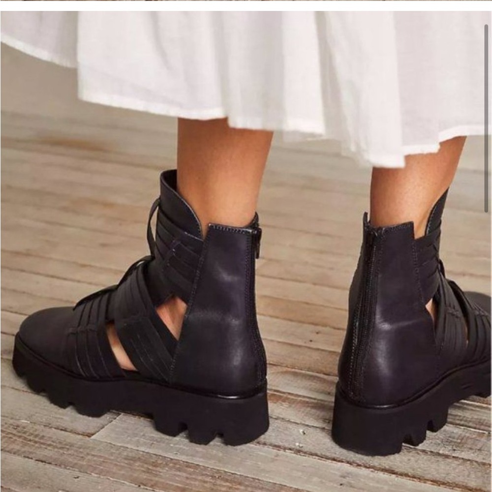 Free People Hydra Huarache Lug leather black caged boots - Picture 7 of 14